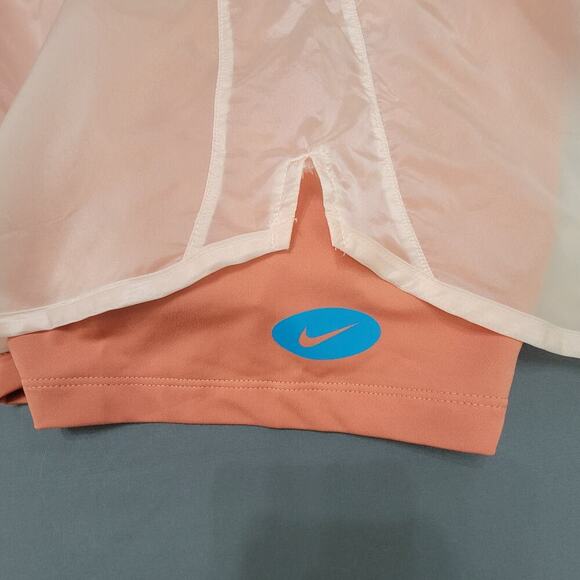 Nike Running Shorts L Peach Orange Dri-Fit Colorblock Lined - Picture 10 of 11